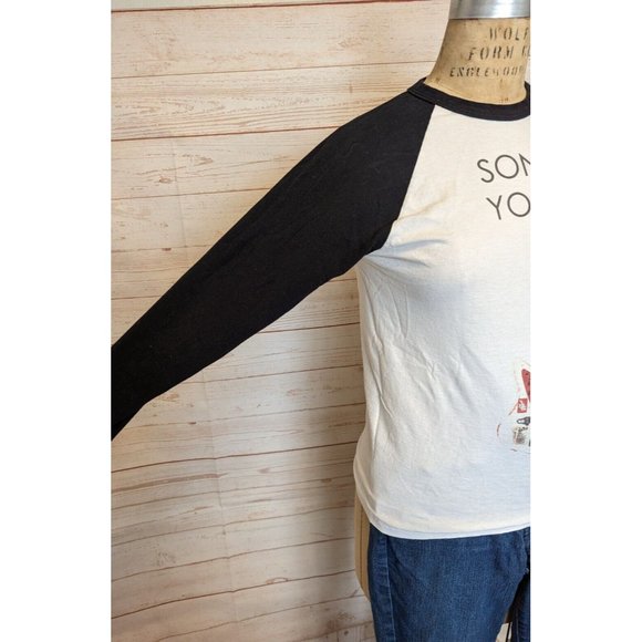 Sonic Youth Mens Tshirt Size Small S Baseball Raglan Black White Guitar - Picture 4 of 7